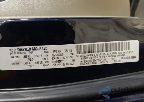 2014 Dodge Grand Caravan Sxt из США, поврежденный, VIN 2C4RDGCG1ER477837